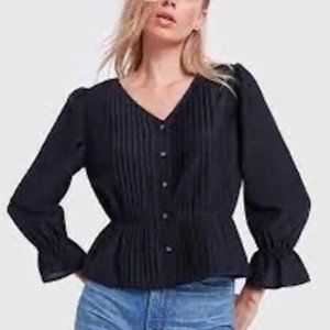Alex Mill Pintuck Pleated Peplum Blouse